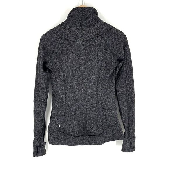 Lululemon Top Size 4 Womens Gray Heathered Herringbone Base Runner 1/2 Zip Rulu - Picture 6 of 8